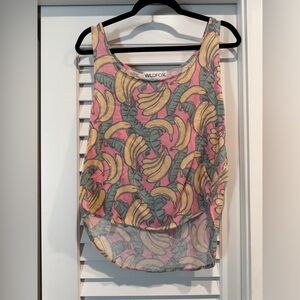 Wildfox Banana Pattern Tank Top - Pink and Yellow- Size Medium